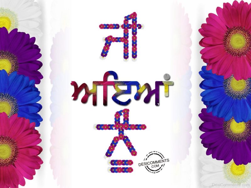 Ji Aayeya Nu With Flower Wording